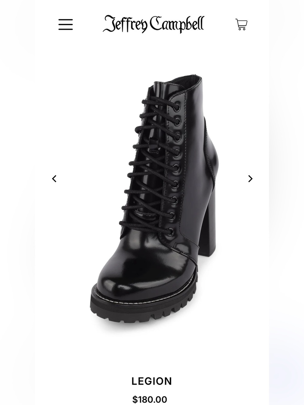 Jeffrey Campbell Legion Black Lace-Up Leather High Block Heel Boot Size 8.5